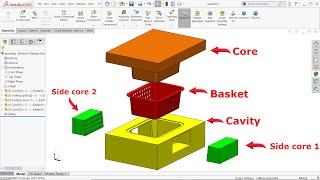 SolidWorks Mold Design  SolidWork Basket mold Tutorial