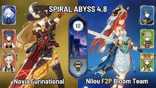 C0 Navia Furinational  C0 Nilou Collei F2P Bloom Team  Spiral Abyss 4.8 Floor 12  Genshin Impact