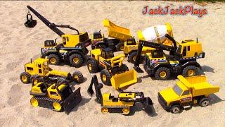 Playing with Diggers Outside Toy Construction Trucks for Kids  JackJackPlays