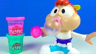 Play doh Sakızsever Çarli Slime yiyor Kral Şakir çizgi film oyuncakları Slime balon patlatma oyun