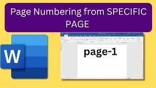 How to start page numbering from a specific page in ms wordPage numbering from a specific page