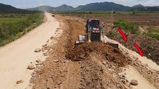 Best Project Build Road skill operator By Bulldozer Shantui DH17 Pushing Rock with dump truck