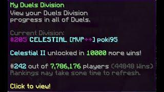 Hitting Overall Celestial in Hypixel Duels 50k duels wins