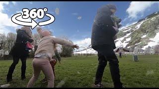 360 VR - Throwing Snowballs in Sprotbrough Park Near The Swiss Alps