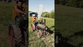 Backing a 38 scale Case 65 hp Steam Engine down a hill #steamengines #boiler #steamtrain