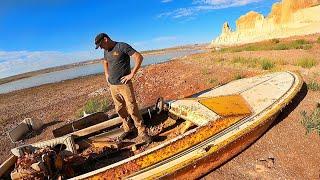 Sunken Boat At Bottom of Lake Powell Emerges After 30 Years