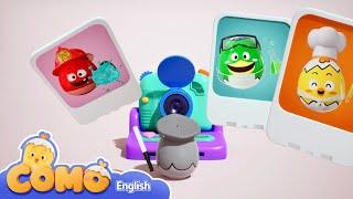 Como  Polaroid camera  Learn colors and words  Cartoon video for kids