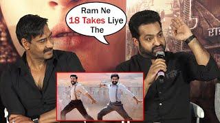 RRR  NTR Reacts On Ram Charan 18 Takes In Nacho Nacho Song In RRR And Make Fun Of Him At Trailer