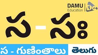 స - గుణింతం  స - తెలుగు గుణింతాలు  Easy to Learn Telugu Guninthalu  Damu Education Telugu #Damu