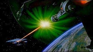 Enterprise D battles a Klingon Bird of Prey
