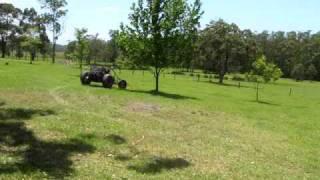 V8 Dune Buggy first run donut and un-intentional wheelie in the paddock