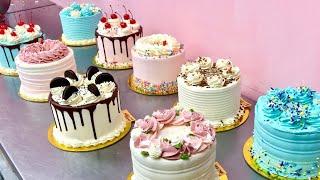 Decorating 9 Cakes in LESS than an HOUR  Unedited Cake Decorating Video 4K