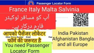 EUROPEAN DIGITAL PASSENGER LOCATOR FORM dPLF in PDF  france italy malta salvinia