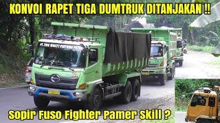 Konvoi Hino Dump Truk Berani Nempel Saat Ditanjakan Sopir Truk Fuso Fighter Oper Gigi Gantung 