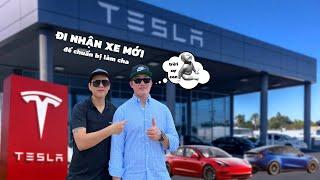 Đi nhận xe mới để chuẩn bị làm cha 2 thằng 2 chiếc xe điện Tesla