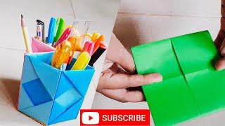 How to Make Pen Stand  Origami Pen Holder  Paper Pencil Holder  Hexagonal Pen Holder