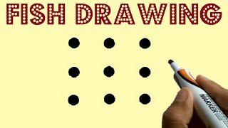 How to draw a fish from 9 dots. easy drawing  M P Drawing tutorial  drawings for music songs