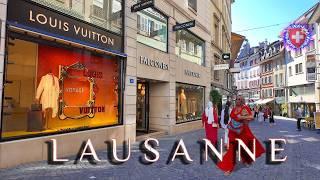 LAUSANNE SWITZERLAND  Relaxing walk through the city  Shopping Streets & Lake 4K HDR