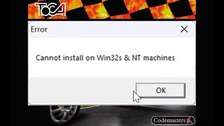 TOCA Cannot install on Win32s & NT machines Fix