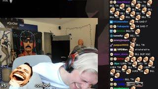 xQc cant stop laughing for whole video after makes Bill Tin jokes W Pokelawls Jesse and Gigi