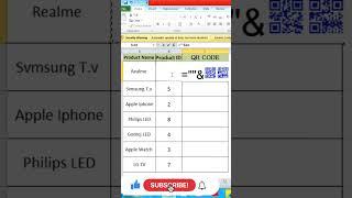 QR Code Excel#shorts #short#viralshorts #exceltips#exceltutorial #excelformulas#msexcel #barcode