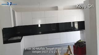 Mutfak tezgah arasında Cam Gri renk Bodrumda üretim ve montajını yapılmaktadır iletişim 0537 2732193