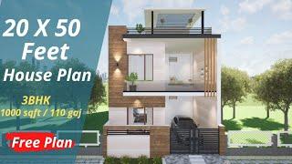 20 x 50 Feet House Design 3D  1000 Sqft  110 Gaj  20 x 50 Feet house Plan  6 x 15 meters