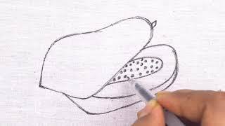 super easy papaya drawing tutorial - amazing drawing video for kids - step by step drawing guide