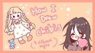 How I draw chibi ️ 4 different style chibis