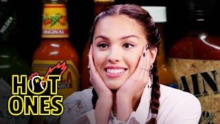 Olivia Rodrigo Burns Her Lips While Eating Spicy Wings  Hot Ones