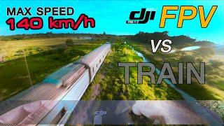 DJI FPV MAX SPEED 140 kmh vs TRAIN - UNCUT FLIGHTM-MODE  DJI ACTION2 FOOTAGE2.7K FPV THAILAND