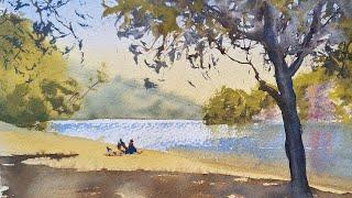 How to paint a river landscape in watercolour - plus a tip on keeping your paints wet