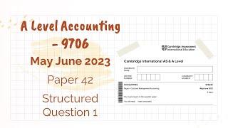 A Level Accounting May June 2023 Paper 42 970642 Question 1