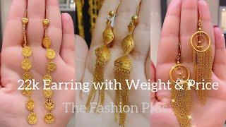 22k Gold New Earring Designs 2022 with Weight and Price @TheFashionPlus