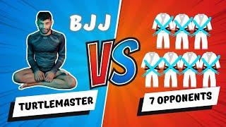 BJJ Turtle Master vs Seven Opponents - Unbeliavable