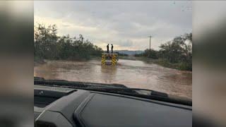 Ambulance stuck in flooded wash near Sierra Vista