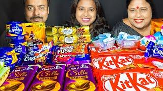 CHOCOLATE EATING - DAIRYMILK CRISPELLO FERRERO ROCHER KITKAT FUSEKINDER JOY  Indian Eating Show