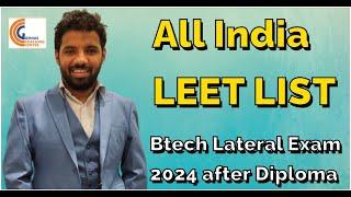 UPCOMING LEET EXAM 2024 I BTech Lateral Entry After Diploma Exam Date All Over India LEET EXAM LIST