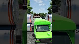 Buses vs 5 Bollard Crash #shorts #beamngdrive #bus