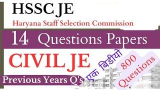 HSSC JE  800 Qs  14 Questions Papers  Marathon Video  Civil Engineering