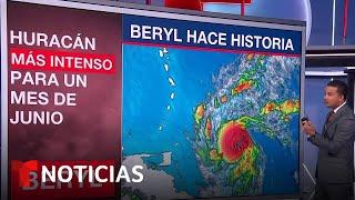 Beryl se convierte en un peligroso huracán de categoría 4 con fuertes vientos  Noticias Telemundo
