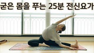 서리요가#20 기초요가 필수동작구ver  요가 입문을 위한 25분 요가플로우  스트레칭 전굴 측굴 역자세 새로운 버전은 링크에 