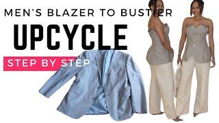 Transforming A Mens Suit Jacket Into A Stylish Womens Bustier Top Thrift Store Flip. Sew along