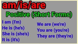 AmIsAre Positive Short Forms