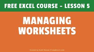 FREE EXCEL COURSE Lesson 5 - Managing Worksheets in Excel