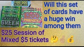 Mixed $25 Session of $5 Colorado Scratch Off Tickets