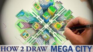 How To Draw MEGA City in Top Down Perspective   DearingDraws