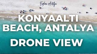 Konyaaltı Beach Antalya Turkey. DJI 4K Drone view. A Blue Flag Beach a place to visit in Antalya