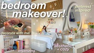 BEDROOM MAKEOVER ⭐️ *aesthetic + cozy* pinterest inspired decorating organizing etc 🪴