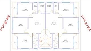 HOUSE PLAN DESIGN  EP 261  2000 SQUARE FEET TWO-UNIT 3BHK HOUSE PLAN  LAYOUT PLAN